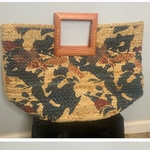 Antik Kraft Anthropologie Boho Floral Pallavi Jute Tote Bag
